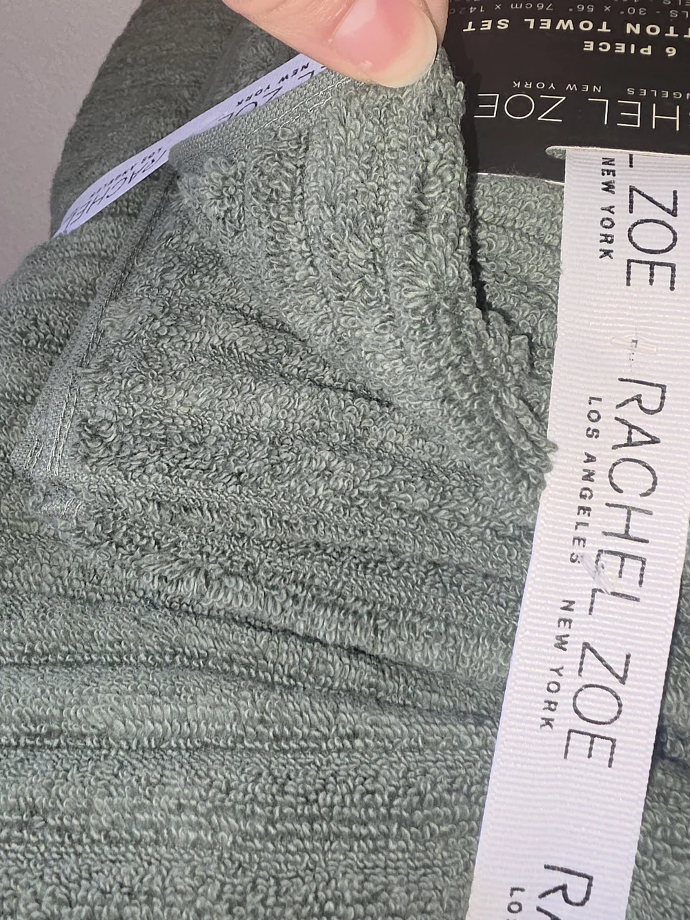 Rachel Zoe, 6 Pcs Cotton Towel Set - Sage Green